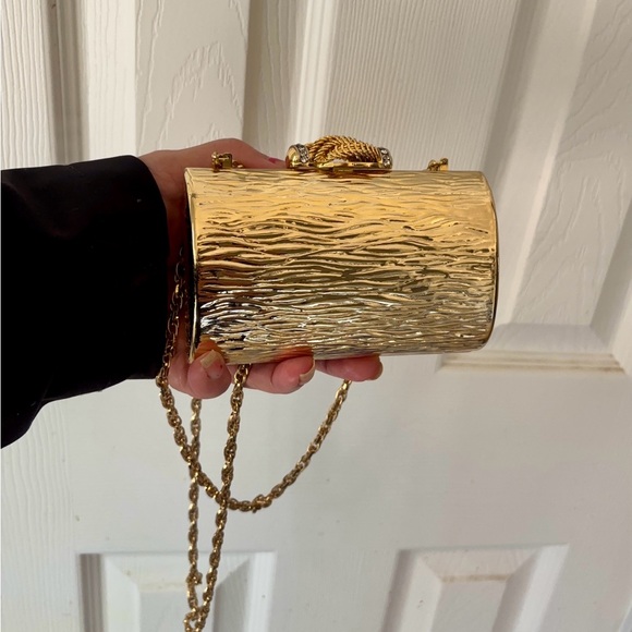 Vintage Rodo Gold Metal Swarovski Crystal Clutch Purse - Picture 9 of 12